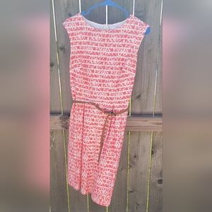 Studio One New York white floral lace over coral&white knee length sz. 10 dress